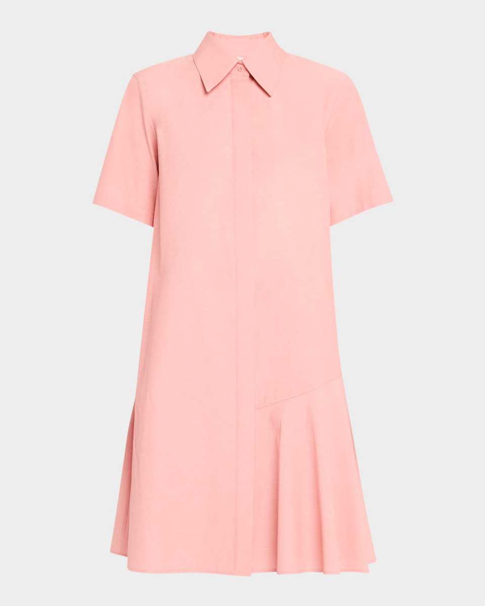 Flounce-Hem Short-Sleeve Shirtdress